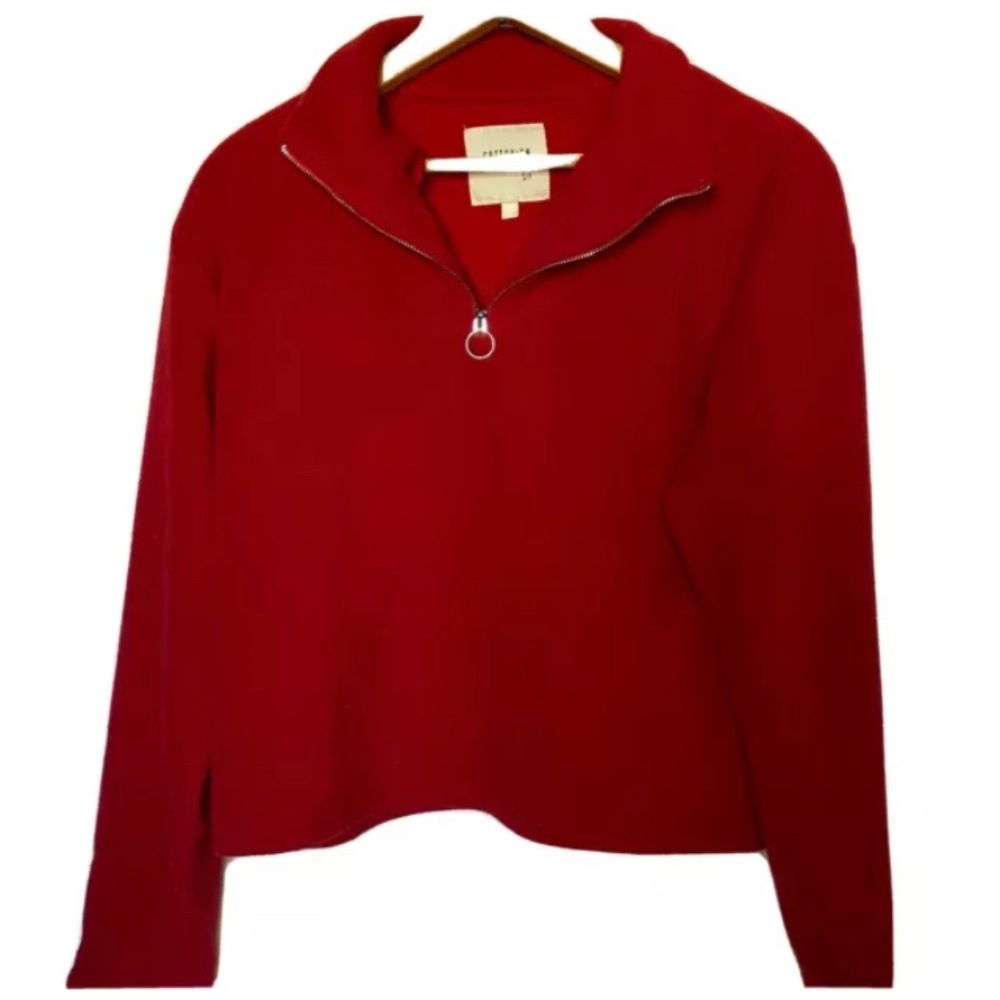 Cotton On Womens Fleece Jacket Sweater Cropped Top Red Small Winter Clothing